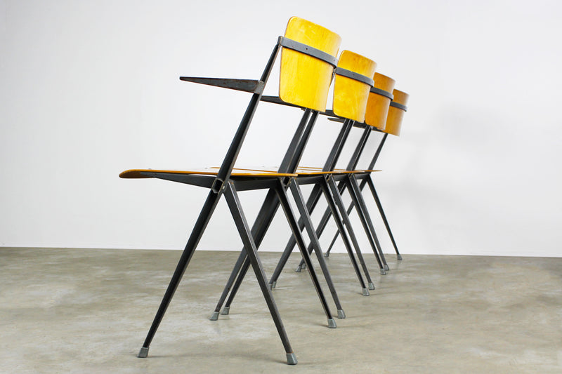 Set of 4 Pyramid chairs by Wim Rietveld for Ahrend de Cirkel 1963