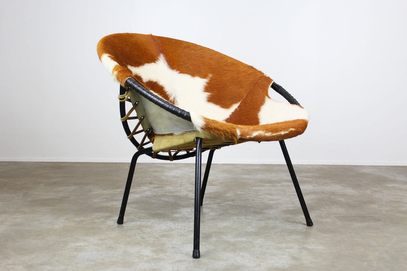 Pop Art Cowhide Balloon Lounge Chair by Hans Olsen 1950