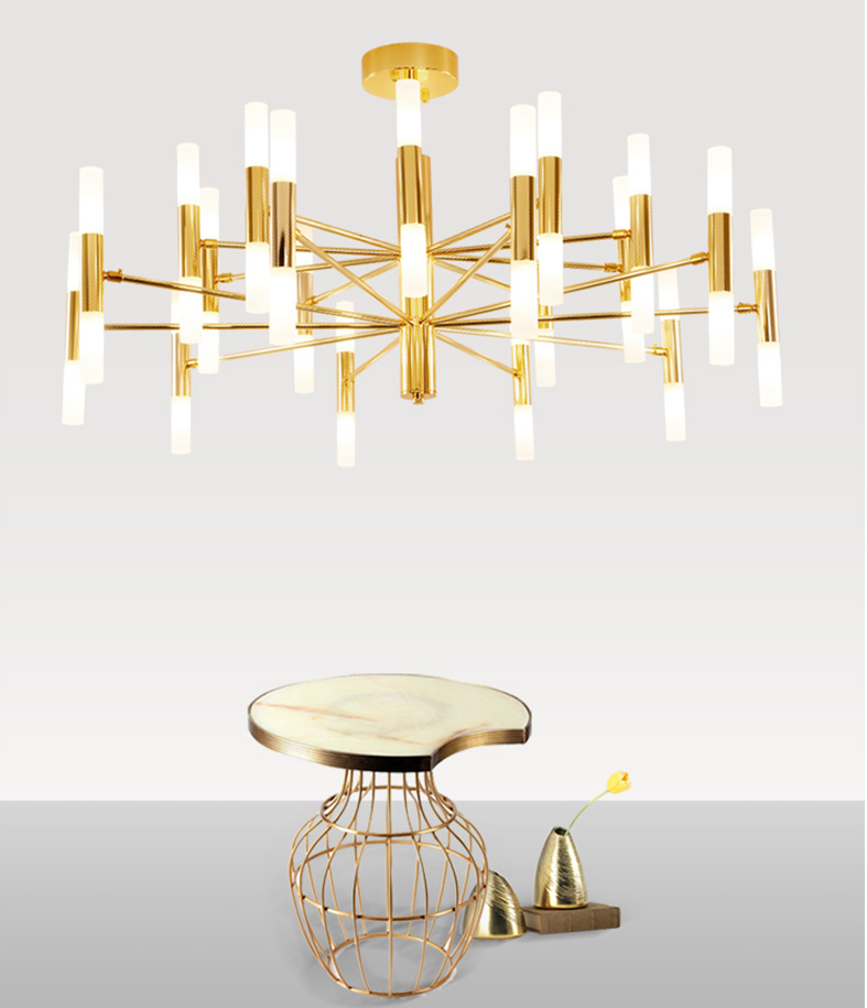 Large golden 40 lights design chandelier minimalist