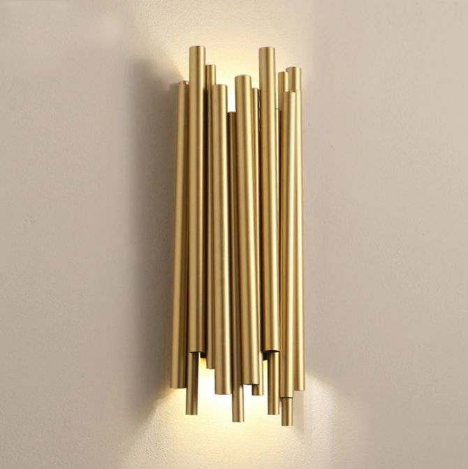 Gold minimalist wall lights Hollywood regency Mid-century modern