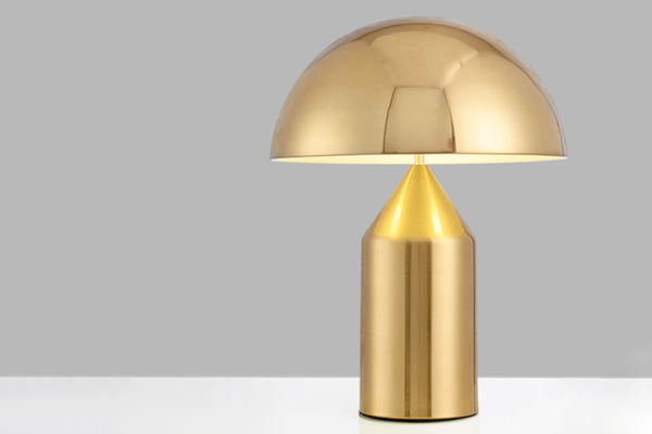 Modernist Mushroom Table/Desk light in gold metal
