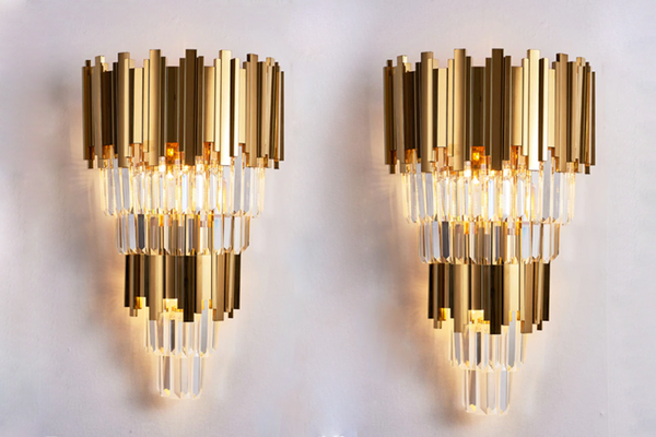 Stunning luxury crystal wall lights Hollywood Regency