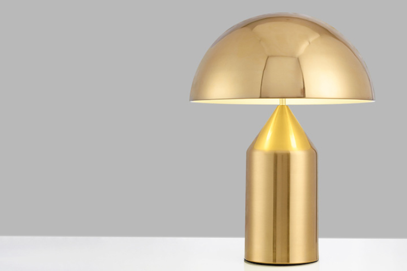Modernist Mushroom Table/Desk light in gold metal