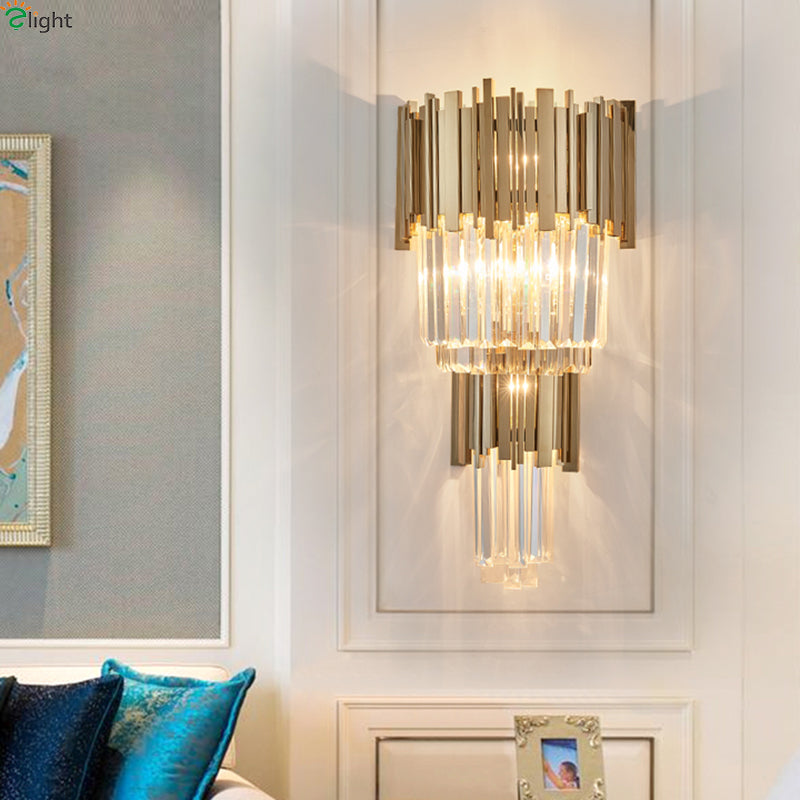 Stunning luxury crystal wall lights Hollywood Regency